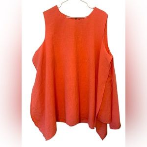 Lane Bryant Women's Sz 26 Pink Sleeveless Layered Tank Blouse Zip Back Top